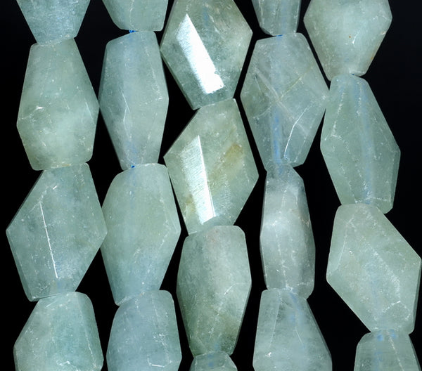 24X15-21X14MM Aquamarine Gemstone Grade A Faceted Nugget Loose Beads 15.5 inch Full Strand (80001548-A97)