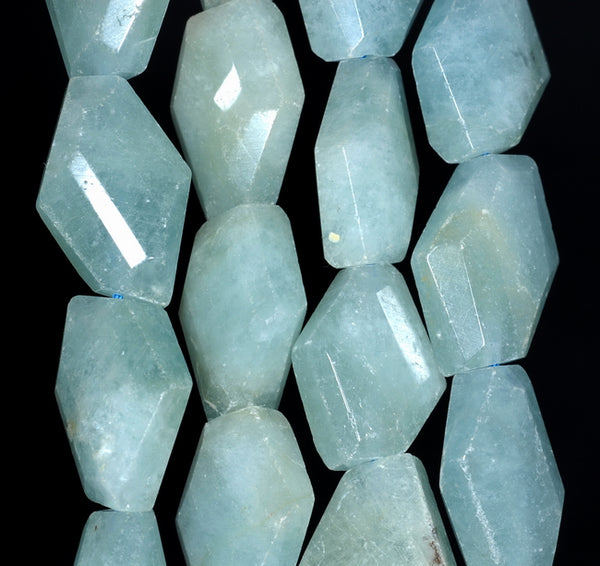 25X16-22X15MM Aquamarine Gemstone Grade AAA Faceted Nugget Loose Beads 15.5 inch Full Strand (80001550-A96)