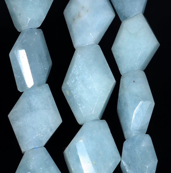 28X19-25X18MM Aquamarine Gemstone Grade AAA Faceted Nugget Loose Beads 15.5 inch Full Strand (80001557-A111)