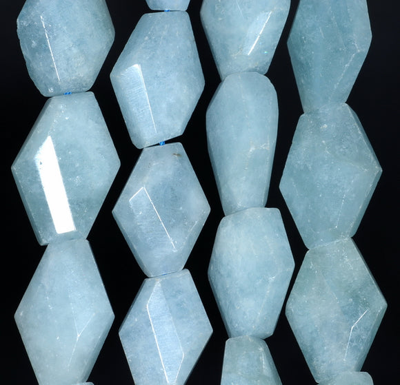 28X19-25X18MM Aquamarine Gemstone Grade AAA Faceted Nugget Loose Beads 15.5 inch Full Strand (80001560-A98)