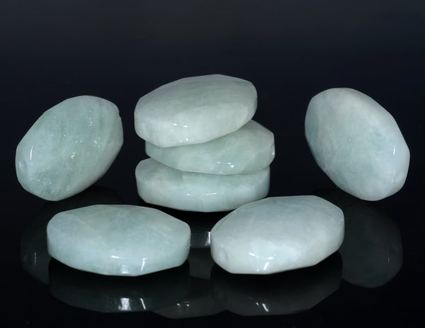 27X21MM Light Aquamarine Gemstone Faceted Oval Loose Beads (80001595-A94)