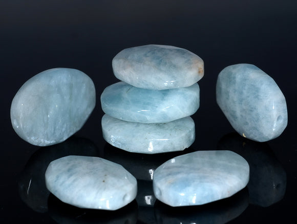 27X21MM Light Aquamarine Gemstone Faceted Oval Loose Beads (80001596-A94)