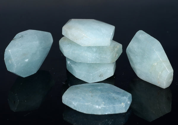 30X26-27X20MM Light Aquamarine Gemstone Faceted Nugget Loose Beads (80001600-A94)