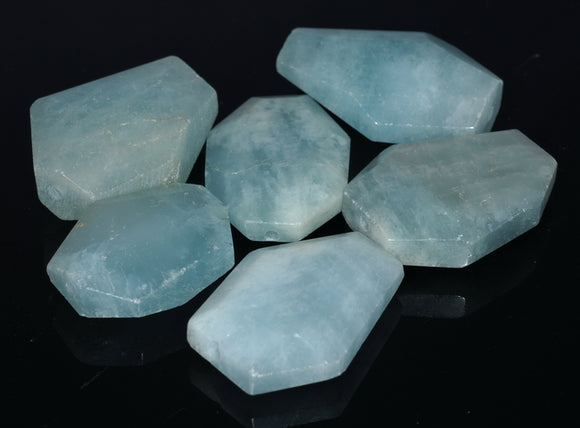 42X25-25X19MM Aquamarine Gemstone Faceted Nugget Loose Beads (80001601-A93)