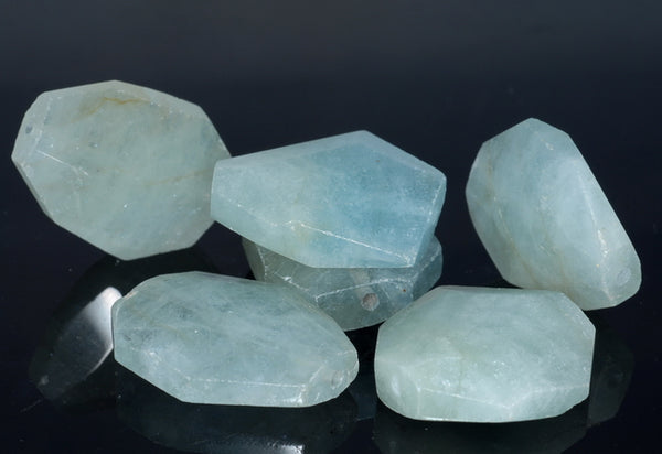 33X28-27X22MM Aquamarine Gemstone Grade AA Faceted Nugget Loose Beads (80001602-A93)