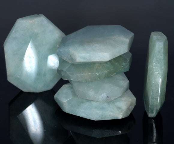 35X25-30X24MM Aquamarine Gemstone Faceted Nugget Loose Beads (80001603-A93)