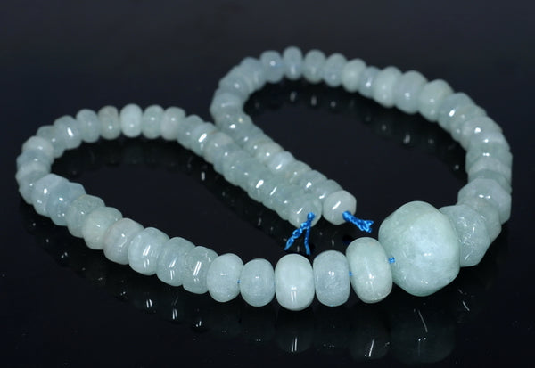 19X14-9X8MM Aquamarine Gemstone Grade AAA Graduated Pumpkin Rondelle Loose Beads 17 inch Full Strand (80001624-A97)