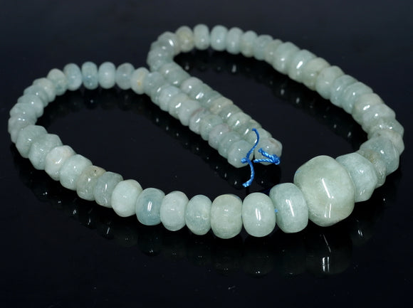 19X14-8X6MM Aquamarine Gemstone Grade AA Graduated Pumpkin Rondelle Loose Beads 17 inch Full Strand (80001626-A97)