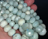 20X16-10X7MM Aquamarine Gemstone Grade AB Graduated Faceted Rondelle Loose Beads 17 inch Full Strand (80001628-A97)