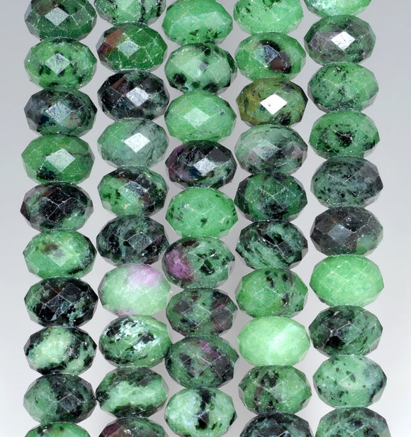 10X7MM Ruby Zoisite Gemstone Faceted Rondelle Loose Beads 7.5 inch Half Strand (80001682 H-A157)