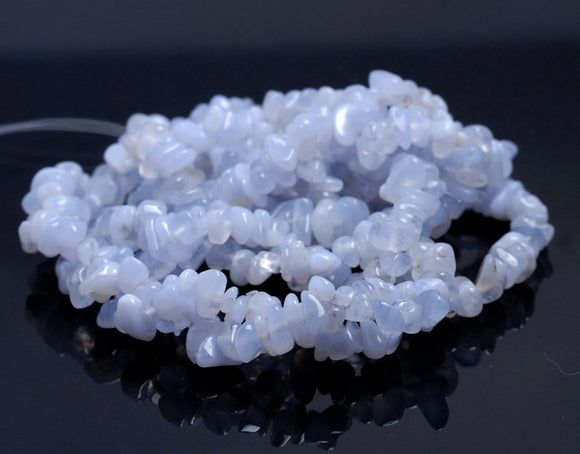 5-6MM Chalcedony Blue Lace Agate Gemstone Pebble Nugget Chip Loose Beads 16 inch (80001755 H-A16)