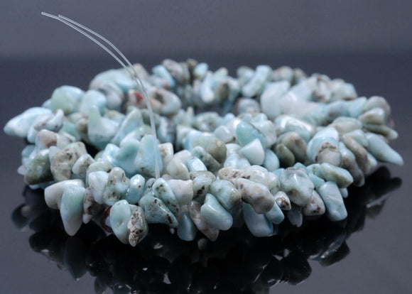 8-9MM Larimar Gemstone Pebble Nugget Chip Loose Beads 16 inch (80001758 H-A16)