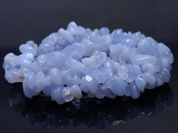 7-8MM Chalcedony Blue Lace Agate Gemstone Pebble Nugget Chip Loose Beads 34 inch (80001790-A17)