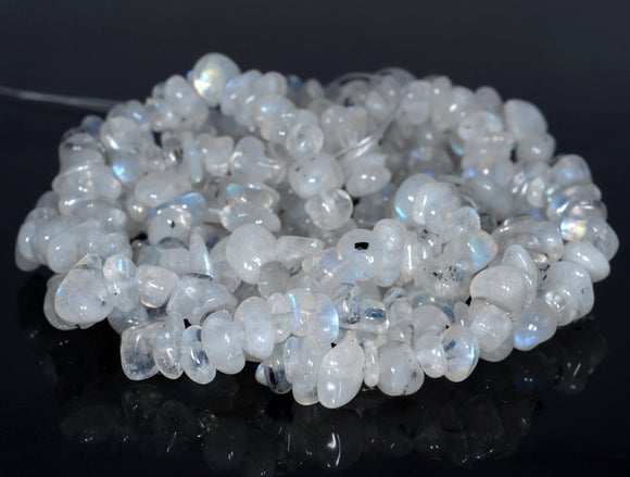 7-8MM Rainbow Moonstone Gemstone Pebble Nugget Chip Loose Beads 34 inch (80001795-A18)