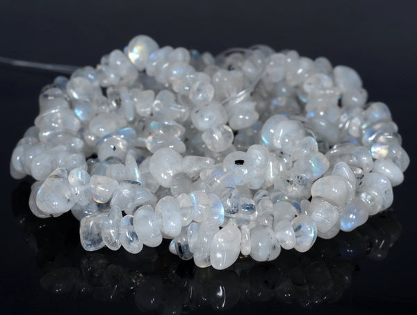 7-8MM Rainbow Moonstone Gemstone Pebble Nugget Chip Loose Beads 16 inch (80001795 H-A18)