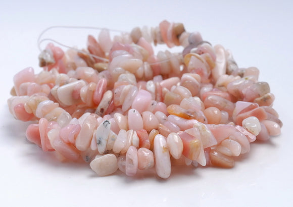 7-8MM Pink Opal Gemstone Pebble Nugget Chip Loose Beads 34 inch (80001801-A18)