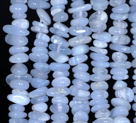 8-9MM Chalcedony Blue Lace Agate Gemstone Pebble Nugget Chip Loose Beads 16 inch (80001804-A22)