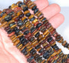 10-12MM Mix Tiger Eye Gemstone Rondelle Slice Loose Beads 7.5 inch Half Strand (80001809 H-A22)