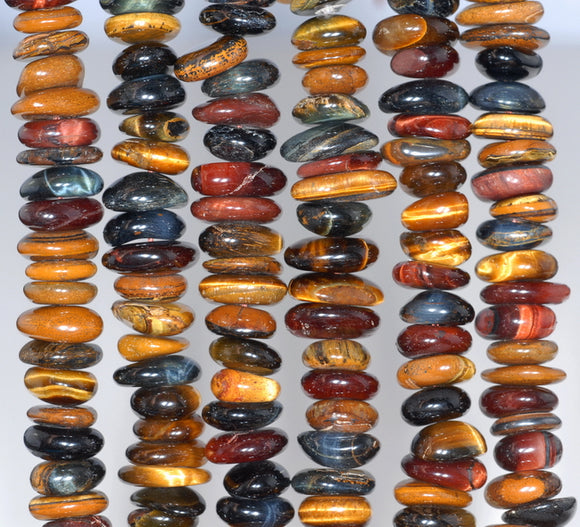 10-12MM Mix Tiger Eye Gemstone Rondelle Slice Loose Beads 7.5 inch Half Strand (80001809 H-A22)