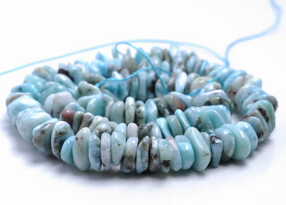 10-12MM Larimar Gemstone Stick Slice Loose Beads 15.5 inch Full Strand (80001816-A19)