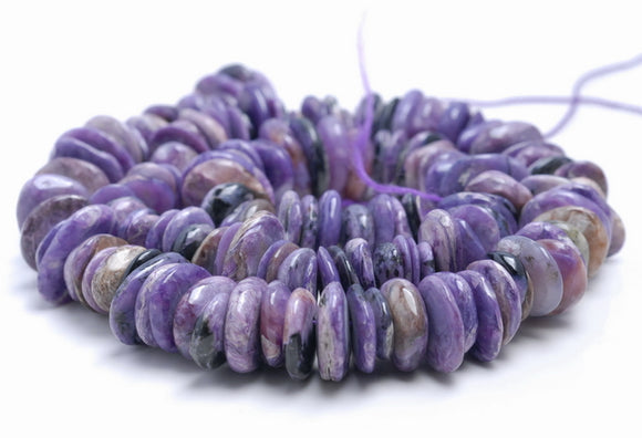 10-12MM Charoite Gemstone Rondelle Slice Chip Loose Beads 7.5 inch (80001820 H-A21)