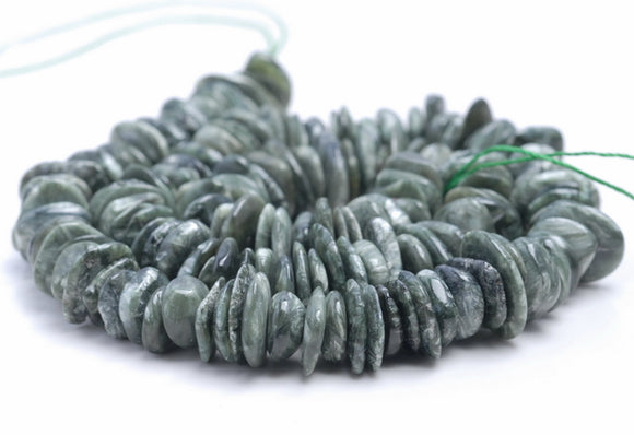 10-12MM Seraphinite Gemstone Rondelle Slice Chip Loose Beads 16 inch (80001821-A21)