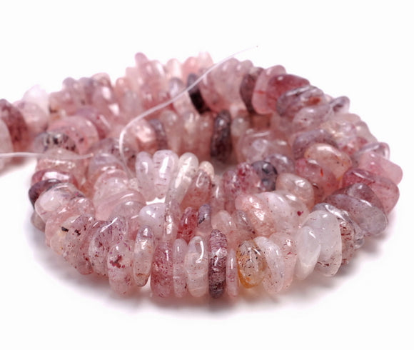 10-11MM Strawberry Lepidocrocite Quartz Gemstone Rondelle Slice Loose Beads 7.5 inch Half Strand (80001829 H-A27)