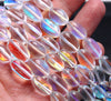 9-10MM Rainbow Drift Quartz (Glass) Gemstone Pebble Nugget Granule Loose Beads 7.5 inch Half Strand (80001831 H-A27)