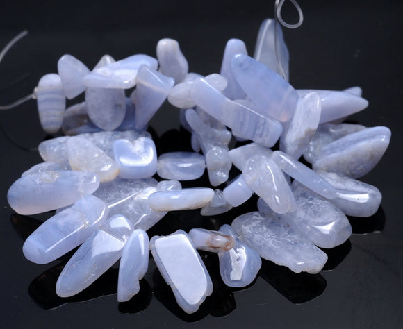 20-25MM Chalcedony Blue Lace Agate Gemstone Stick Slice Nugget Loose Beads 15.5 inch Full Strand (80001834-A27)