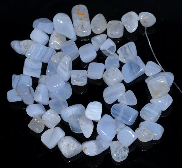 10-13MM Chalcedony Blue Lace Agate Gemstone Pebble Nugget Chip Loose Beads 15.5 inch (80001838-A20)