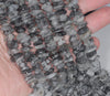 11-12MM Black Rutilated Quartz Gemstone Pebble Nugget Chip Loose Beads 7.5 inch (80001839 H-A20)