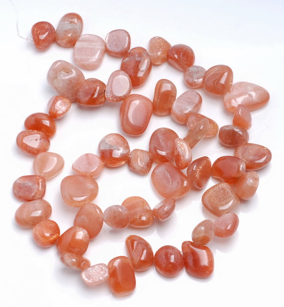 9-11MM Sunstone Gemstone Pebble Nugget Granule Loose Beads 15 inch Full Strand (80001840-A20)