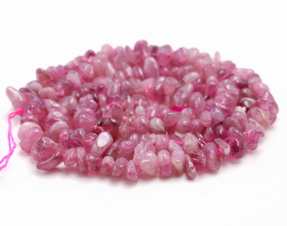 5-6MM Rubellite Gemstone Pebble Nugget Chip Loose Beads 7.5 inch (80001852 H-A25)