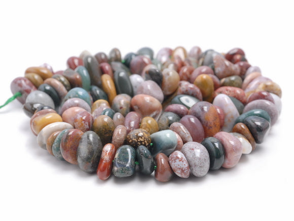 8-9MM Ocean Jasper Gemstone Pebble Nugget Chip Loose Beads 7.5 inch (80001856 H-A26)