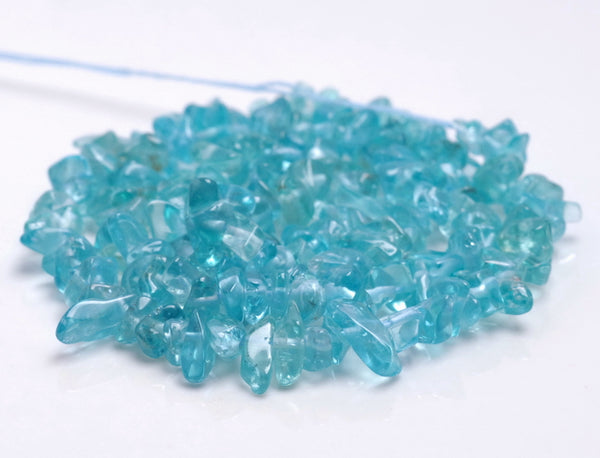 5-6MM Aqua Apatite Gemstone Pebble Nugget Chip Loose Beads 7.5 inch (80001859 H-A26)