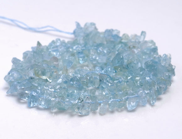 5-6MM Aquamarine Gemstone Pebble Nugget Chip Loose Beads 16 inch (80001860-A26)