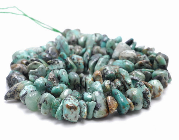 8-9MM African Turquoise Gemstone Pebble Nugget Chip Loose Beads 7.5 inch (80001863 H-A26)