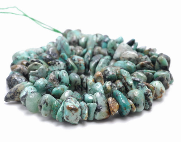 8-9MM African Turquoise Gemstone Pebble Nugget Chip Loose Beads 15.5 inch (80001863-A26)