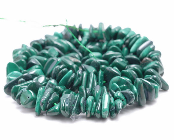 8-9MM Malachite Gemstone Pebble Nugget Chip Loose Beads 15.5 inch (80001866-A26)