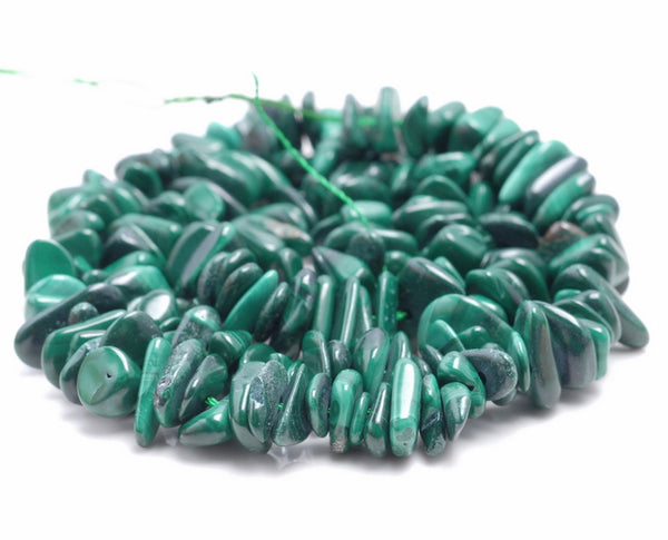 8-9MM Malachite Gemstone Pebble Nugget Chip Loose Beads 7.5 inch (80001866 H-A26)