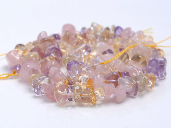 7-8MM Mix Quartz Gemstone Pebble Nugget Chip Loose Beads 7.5 inch (80001867 H-A14)