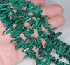 13-18MM Malachite Gemstone Stick Pebble Chip Loose Beads 7.5 inch (80001873 H-A14)