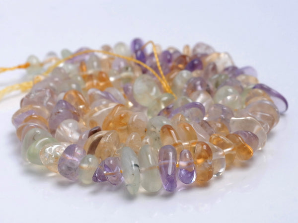 7-8MM Mix Quartz Gemstone Pebble Nugget Chip Loose Beads 7.5 inch (80001874 H-A14)