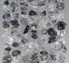 7-8MM Black Rutilated Quartz Gemstone Pebble Nugget Chip Loose Beads 7.5 inch (80001875 H-A14)