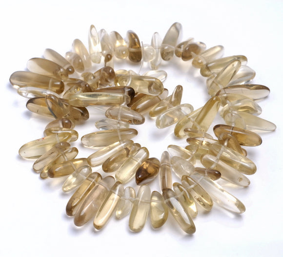 15-20MM Lemon Quartz Gemstone Stick Pebble Chip Loose Beads 7.5 inch (80001877 H-A14)