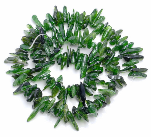 11-14MM Diopside Gemstone Stick Pebble Chip Loose Beads 15.5 inch (80001881-A23)