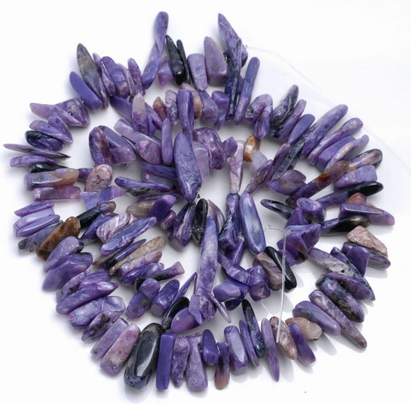 11-14MM Charoite Gemstone Stick Pebble Chip Loose Beads 7.5 inch (80001886 H-A23)