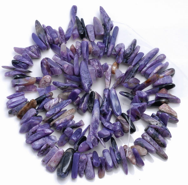 11-14MM Charoite Gemstone Stick Pebble Chip Loose Beads 15.5 inch (80001886-A23)