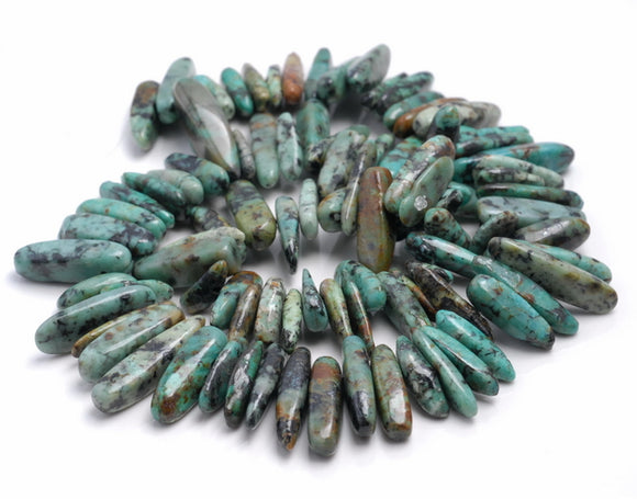 15-22MM African Turquoise Gemstone Stick Pebble Chip Loose Beads 7.5 inch (80001887 H-A24)