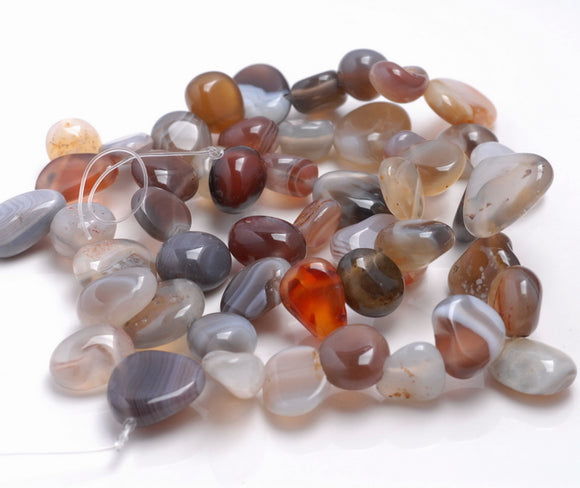 11-14MM Bostwana Agate Gemstone Pebble Nugget Granule Loose Beads 15.5 inch Full Strand (80001895-A24)